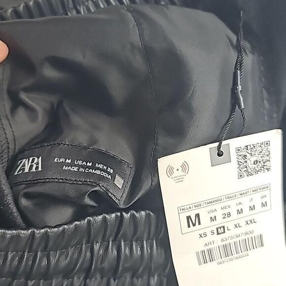 Zara -189 NWT Faux Leather Jogging Pants Joggers Black Size Medium‎ - Picture 6 of 10